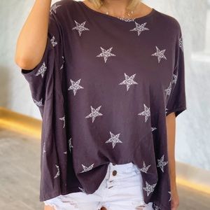 VINTAGE PRINTED STAR OVERSIZED SWING TOP